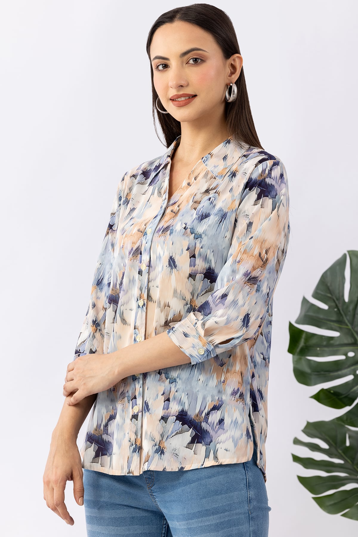 Printed Blue Shirt For Women