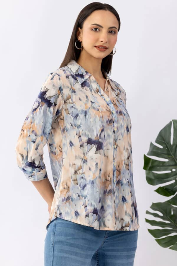 Printed Blue Shirt For Women