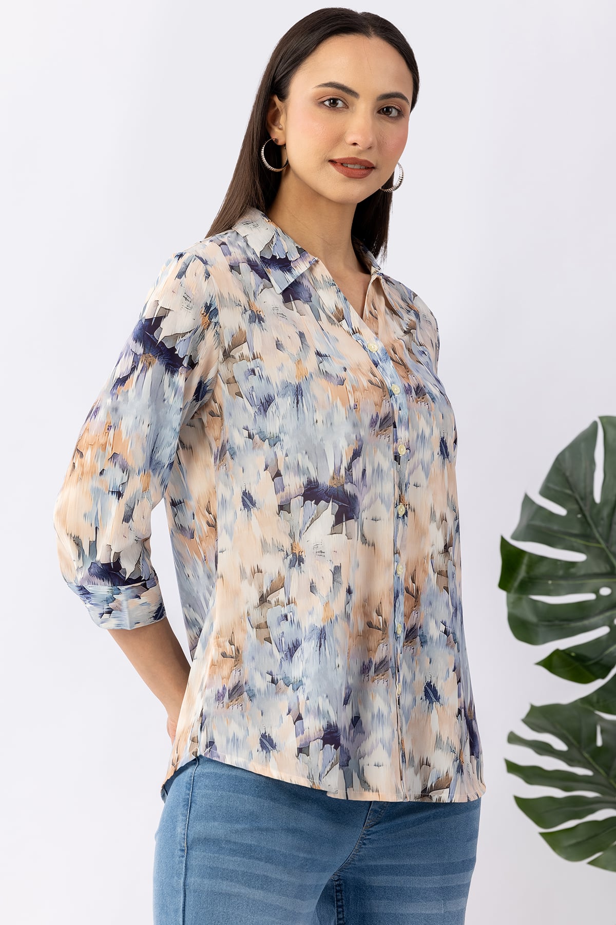Printed Blue Shirt For Women