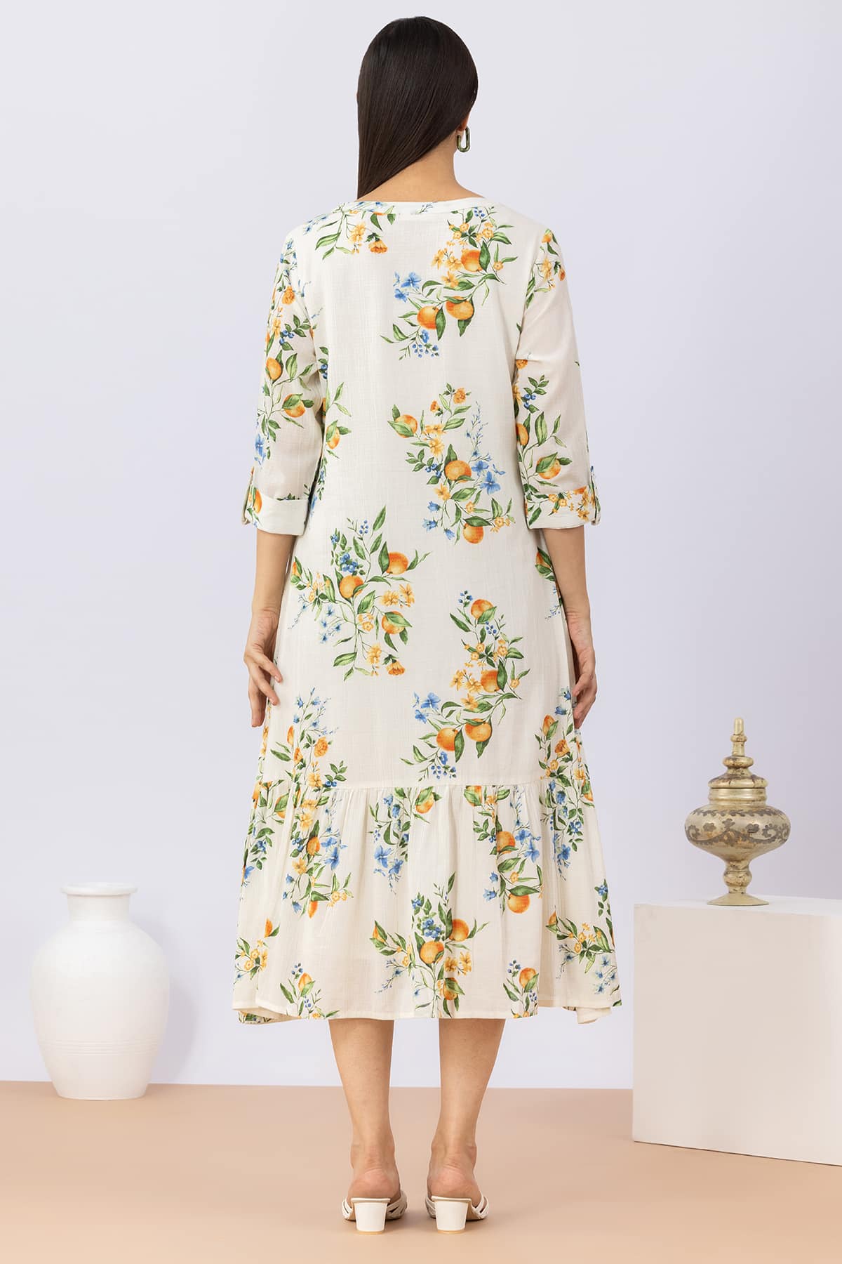 Printed White Dress Women