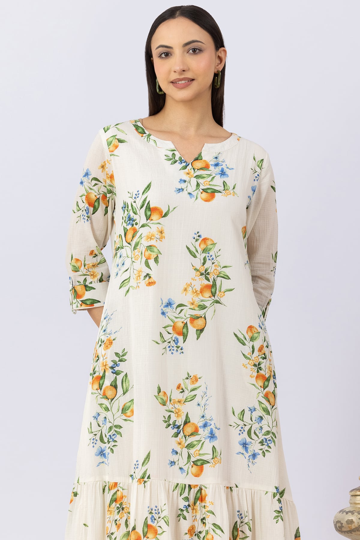 Printed White Dress Women