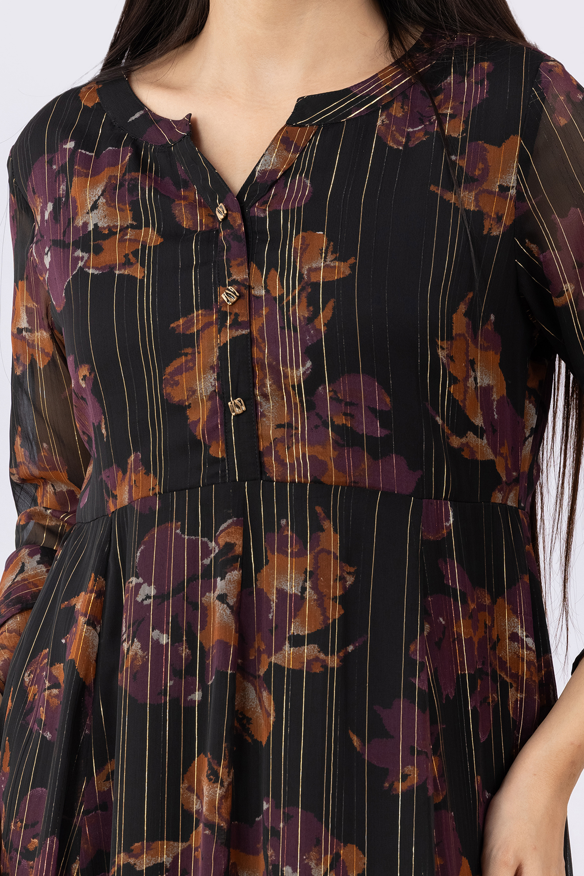 Printed Black Dress Ladies