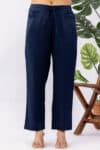 navy blue palazzo pants solid tencel twill regular fit for women