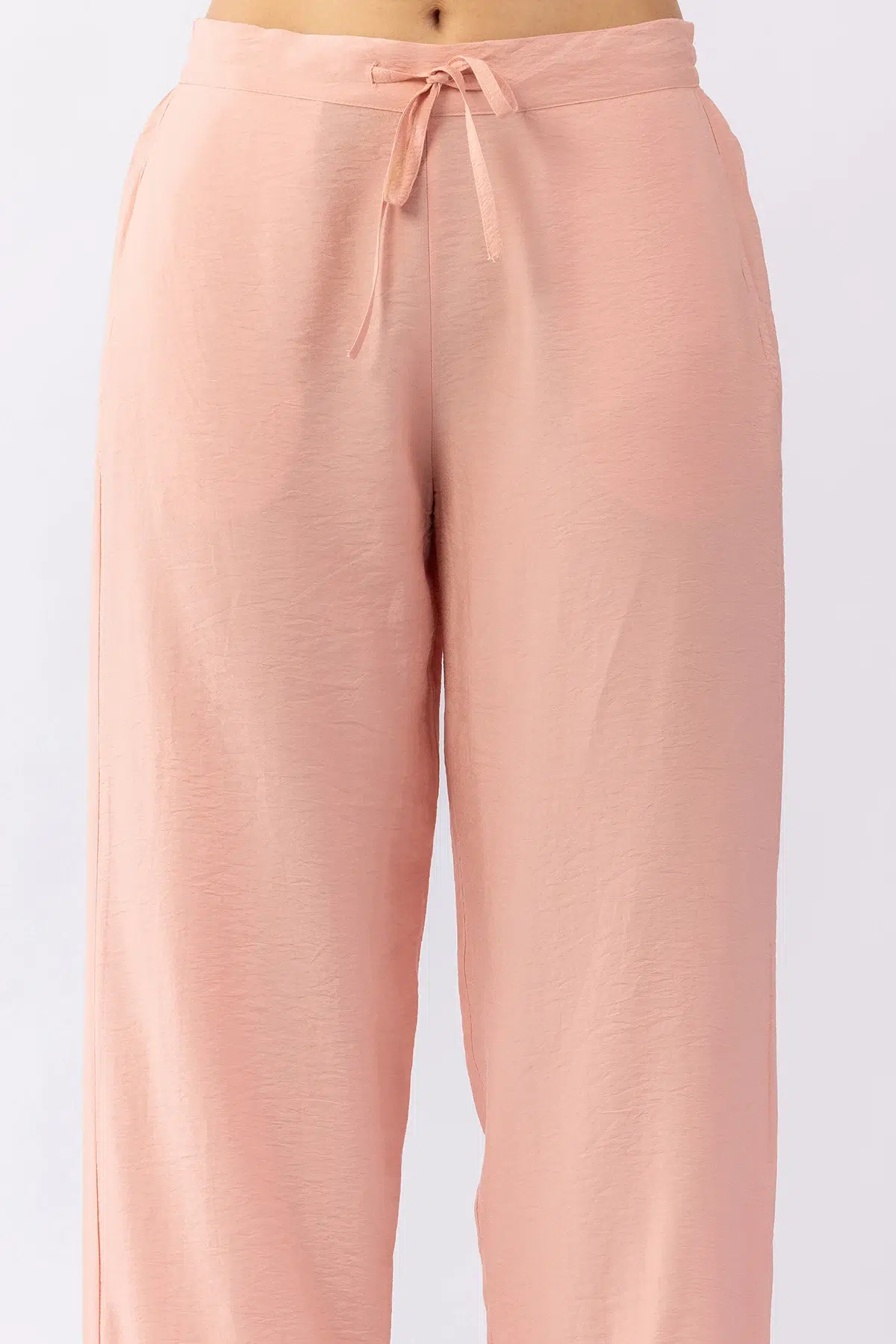 Peach embroidered matching set for women with regular fit pants
