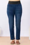 Navy blue cotton slim fit denim jeans for women