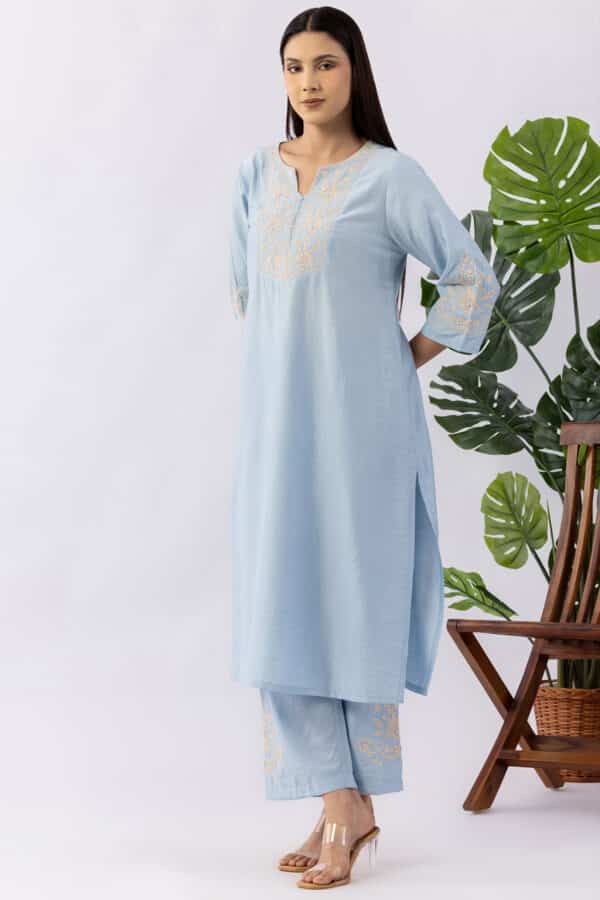 Sky Blue Kurta Set For Women