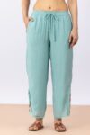 Sea Green Embroidered Chanderi Viscose Pants