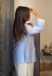 Blue Cotton Stripe Embroidered Shirt