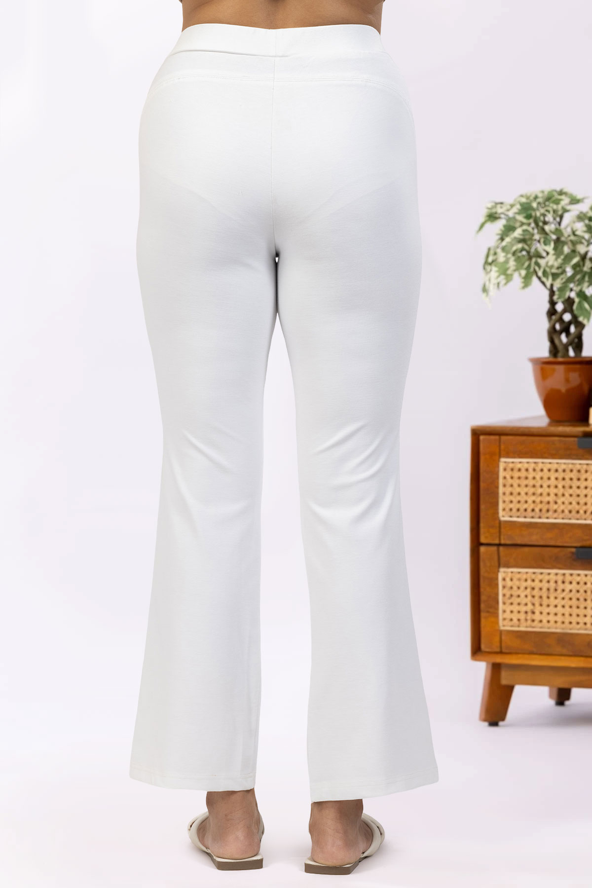 women's white trouser pants solid tencel roma spandex regular fit