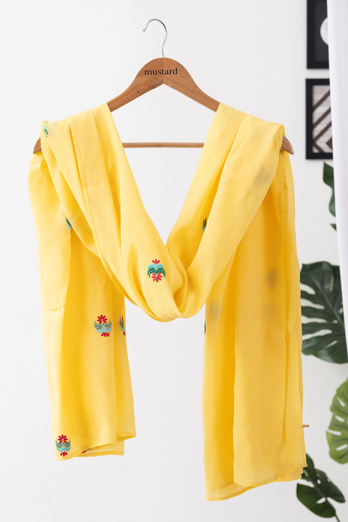 yellow dupatta for women embroidered chanderi viscose ethnic wear