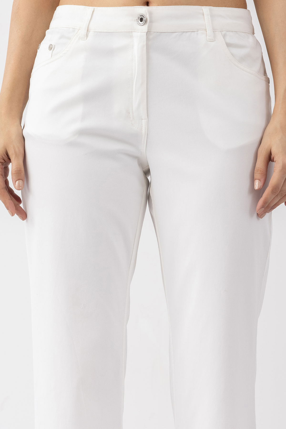 white jeans women solid cotton lycra denim regular fit