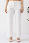 white jeans women solid cotton lycra denim regular fit
