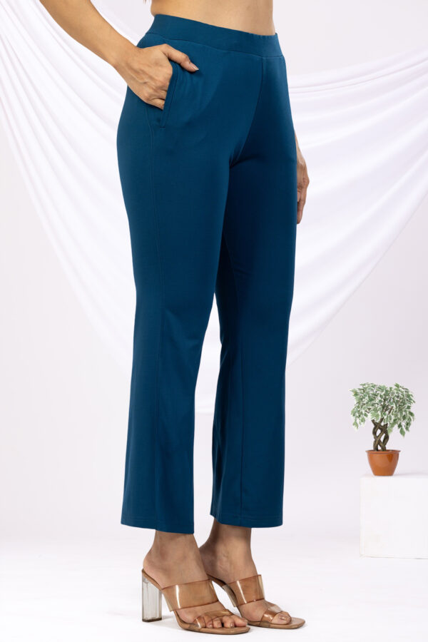 blue trouser for women solid tencel roma spandex slim fit pants