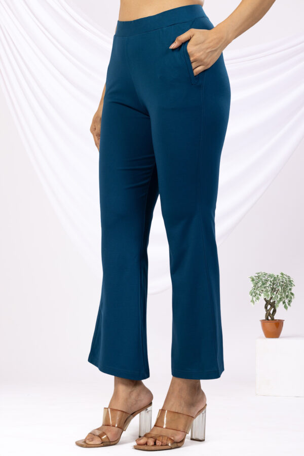 blue trouser for women solid tencel roma spandex slim fit pants