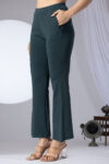 slim fit trouser pant green tencel roma spandex solid women pants