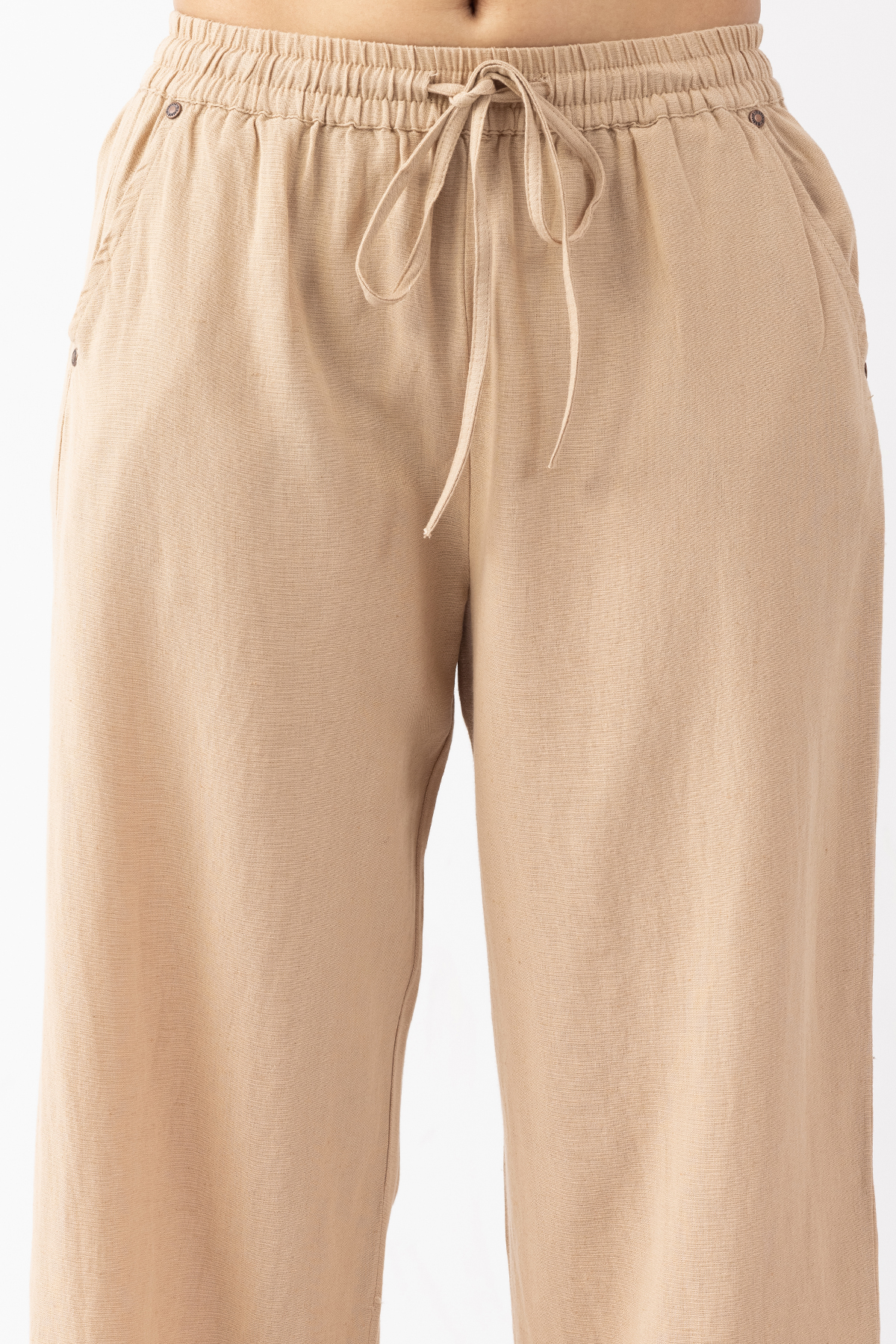 linen trousers women beige solid regular fit linen pants