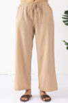 linen trousers women beige solid regular fit linen pants