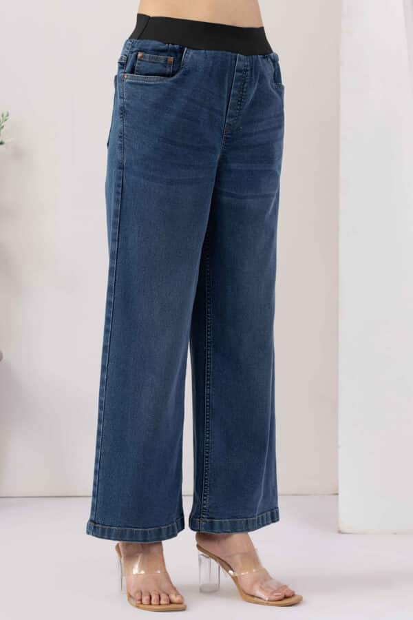 women denim jeans blue solid regular fit denim pants